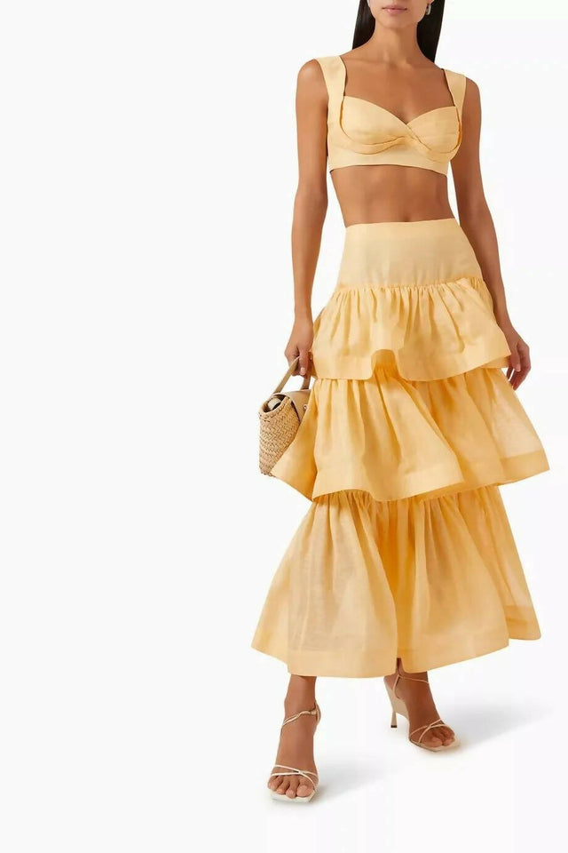 Zimmermann - Zimmermann Coaster Bralette & Tiered Skirt