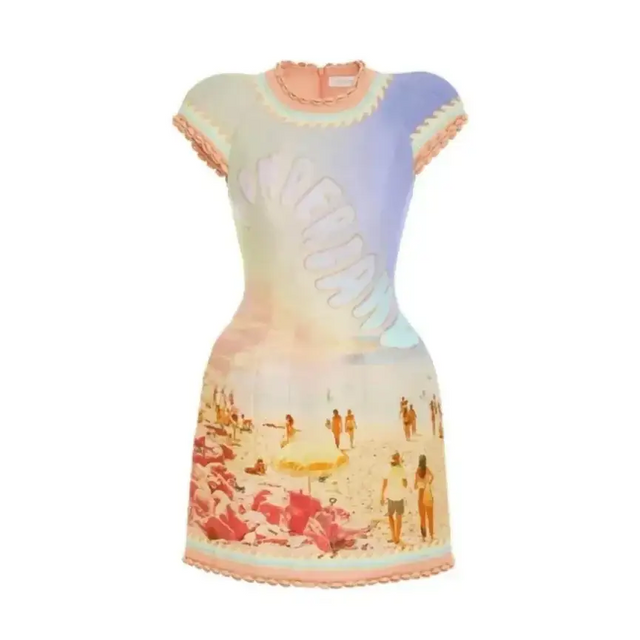 Zimmermann Coaster Structured Mini Dress Yellow Size 2 - 12 / Print - Dresses