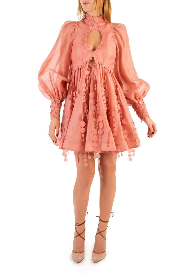 Zimmermann Concert Disc Mini Dress Lipstick Size AU 8 - 8 / Pink - Dresses