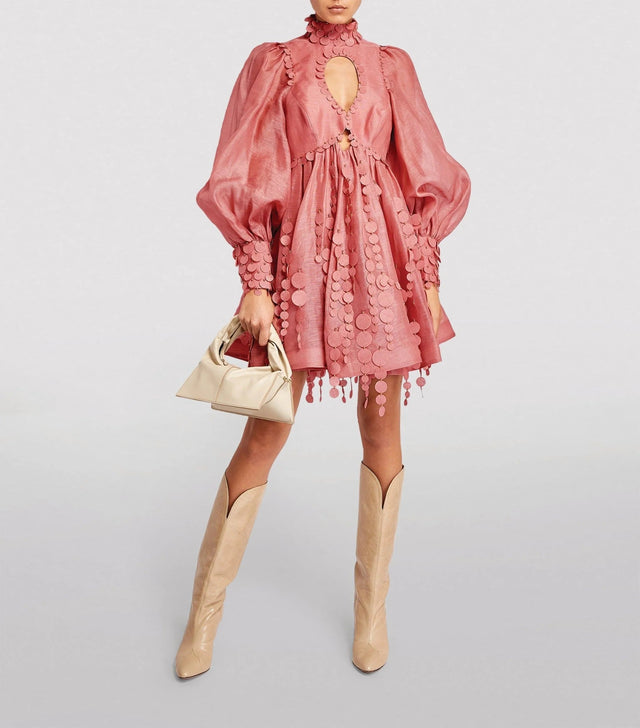 Zimmermann Concert Disc Mini Dress Lipstick Size AU 8 - 8 / Pink - Dresses