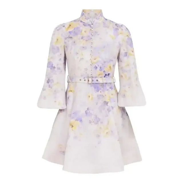 Zimmermann Crush Buttoned Mini Dress - 14 / Multi - Dresses