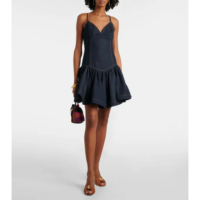 Zimmermann Crush Denim Mini Dress Size 3/AU14 - 14 / Blue - Dresses