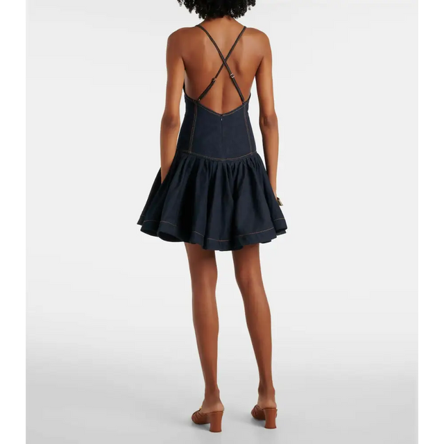 Zimmermann Crush Denim Mini Dress Size 3/AU14 - 14 / Blue - Dresses