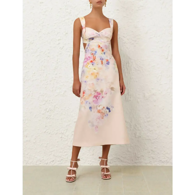 Zimmermann Crush Midi Dress Cream Size 2 - 12 / Multi - Dresses