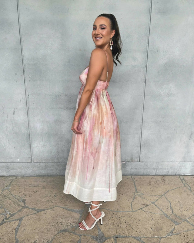 Zimmermann - Zimmermann Dancer Empire Waist Dress in Abstract Blush