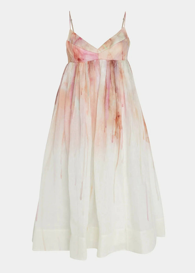 Zimmermann - Zimmermann Dancer Empire Waist Dress in Abstract Blush