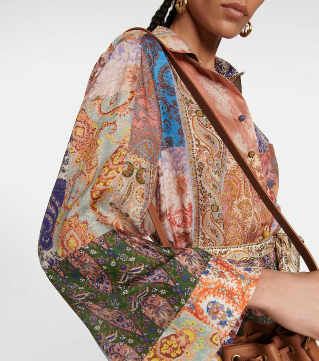 Zimmermann Devi Belted Silk Shirtdress Patch Paisley Size 4 / AU 14 - 14 / Multi - Dresses