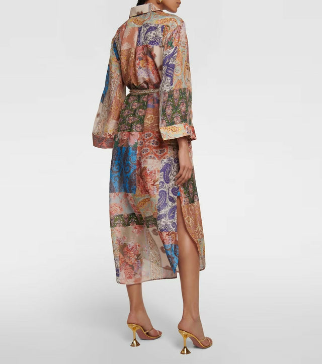 Zimmermann Devi Belted Silk Shirtdress Patch Paisley Size 4 / AU 14 - 14 / Multi - Dresses
