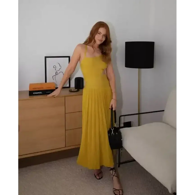 Zimmermann Devi Lurex Midi Dress Yellow Size 1 - 10 / Yellow - Dresses