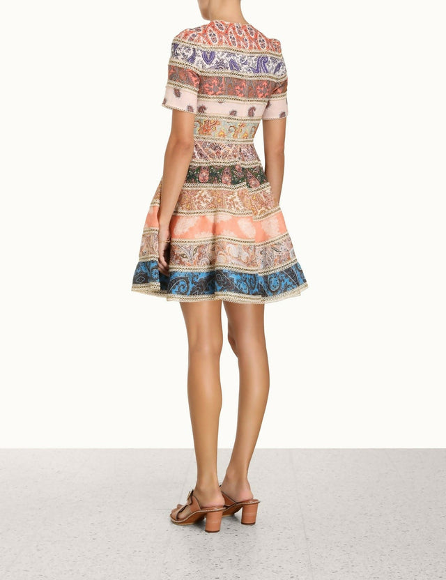Zimmermann Devi Spliced Mini Dress Print Size 2 / AU 12 - 12 / Multi - Dresses