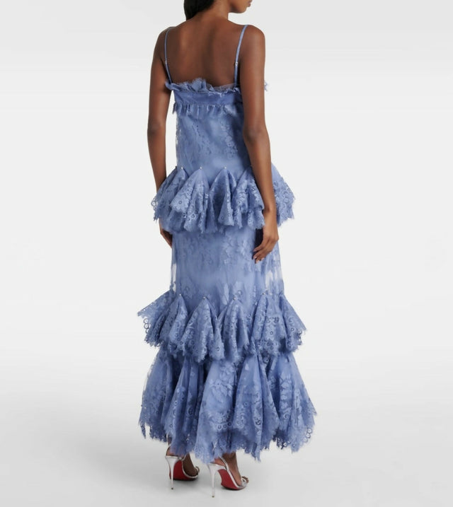 Zimmermann Eden Lace Handkerchief Dress Blue Size 1/AU10 - Blue / 10 - Dresses