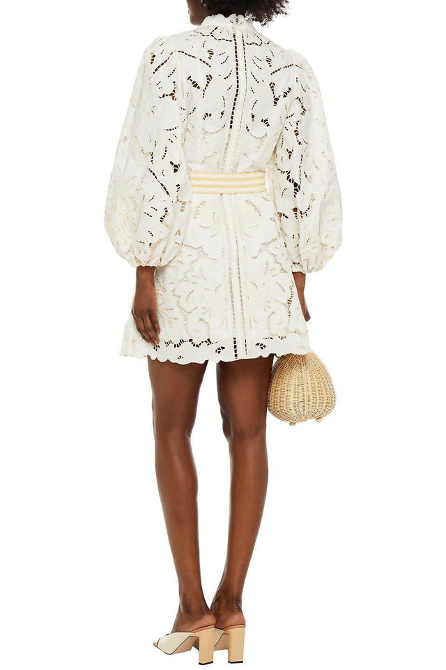 zimmermann-Ivory-Empire-Belted-Broderie-Anglaise-Linen-And-Cotton-blend-Mini-Dress