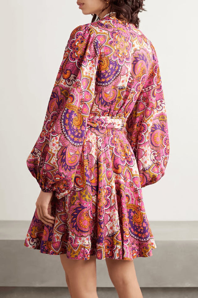 Zimmermann - Zimmermann Fiesta Paisley-print Linen Wrap Mini Dress