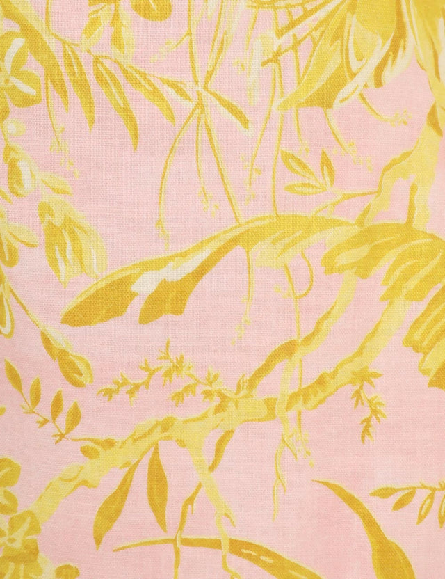 Zimmermann Golden Ruffle Mini Dress in Pink/Gold Flora - Dresses