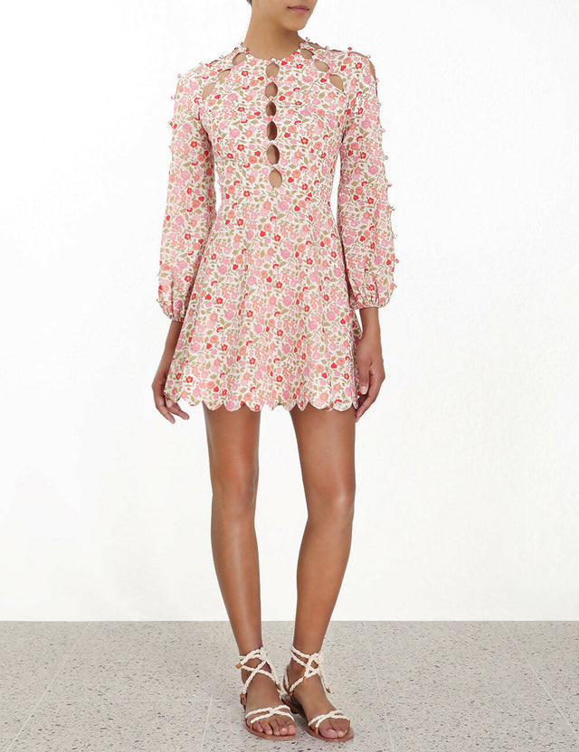 Zimmermann Goldie Scallop Short Dress - 10 / Multi - Dresses