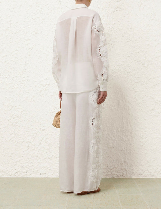 Zimmermann Halliday Lace Flower Pant Set Ivory Size 0P & - 6 / White - Outfit Sets