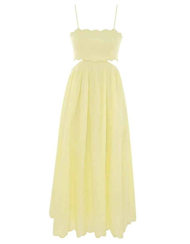 Zimmermann Halliday Scallop Midi Dress in Yellow - Dresses
