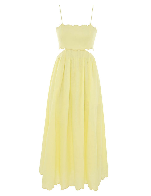 Zimmermann Halliday Scallop Midi Yellow - Size 2 - Dresses