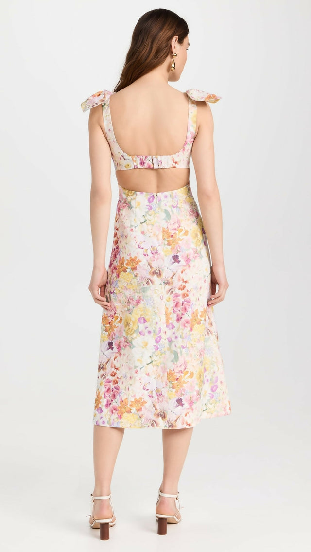 Zimmermann Harmony Tie Shoulder Midi Dress - Dresses