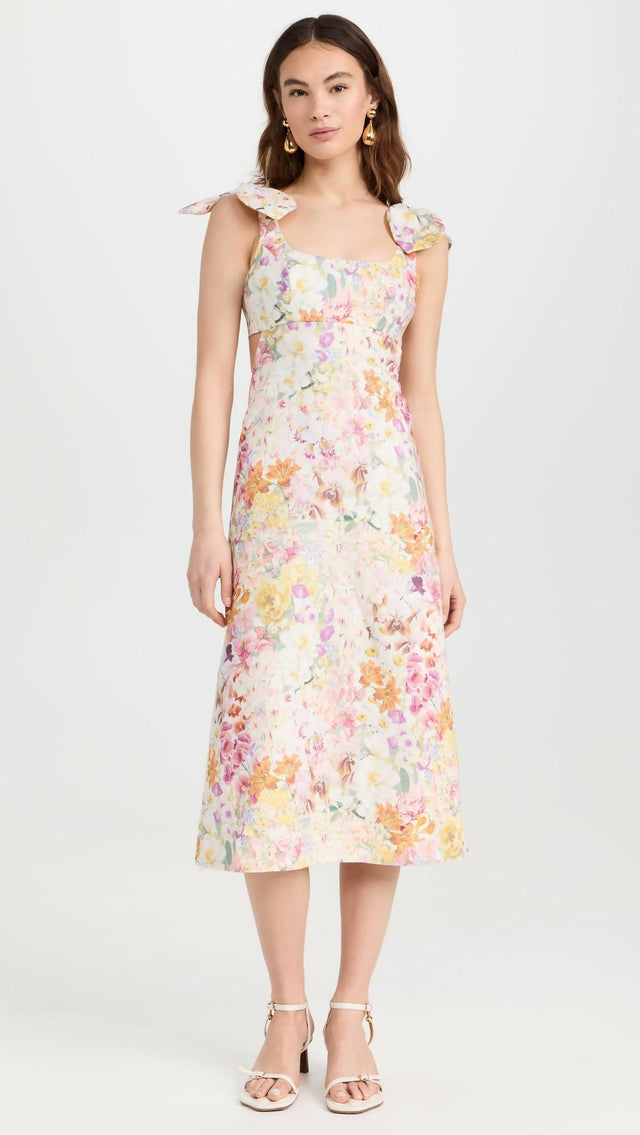 Zimmermann Harmony Tie Shoulder Midi Dress - Dresses