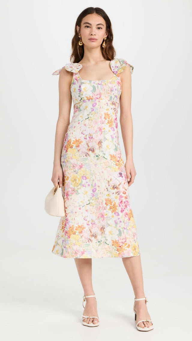 Zimmermann Harmony Tie Shoulder Midi Dress - Dresses