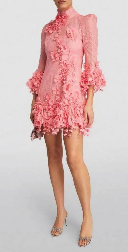 Zimmermann - Zimmermann High Tide Guava Lace Mini Dress Pink Size 0 / AU 8