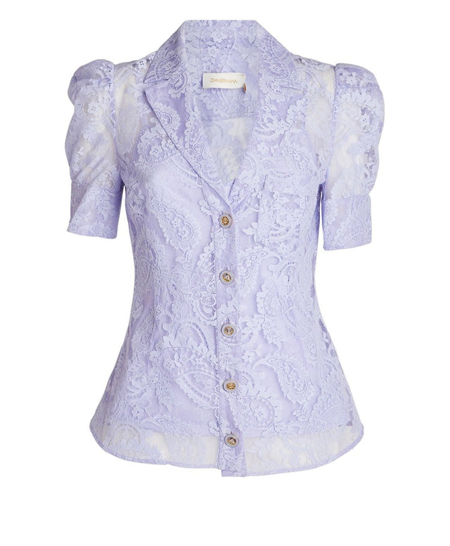 Zimmermann - Zimmermann High Tide Lace Blouse & Flip Mini Skirt Set Periwinkle