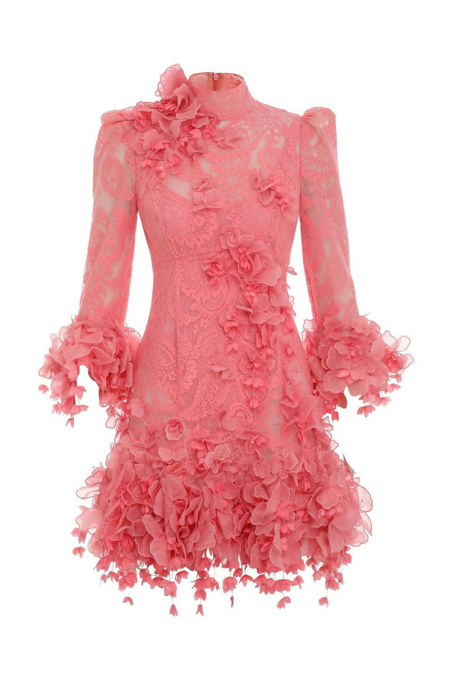 Zimmermann High Tide Lace Mini Dress in Guava Size 3 / AU 14 - 14 / Pink - Dresses