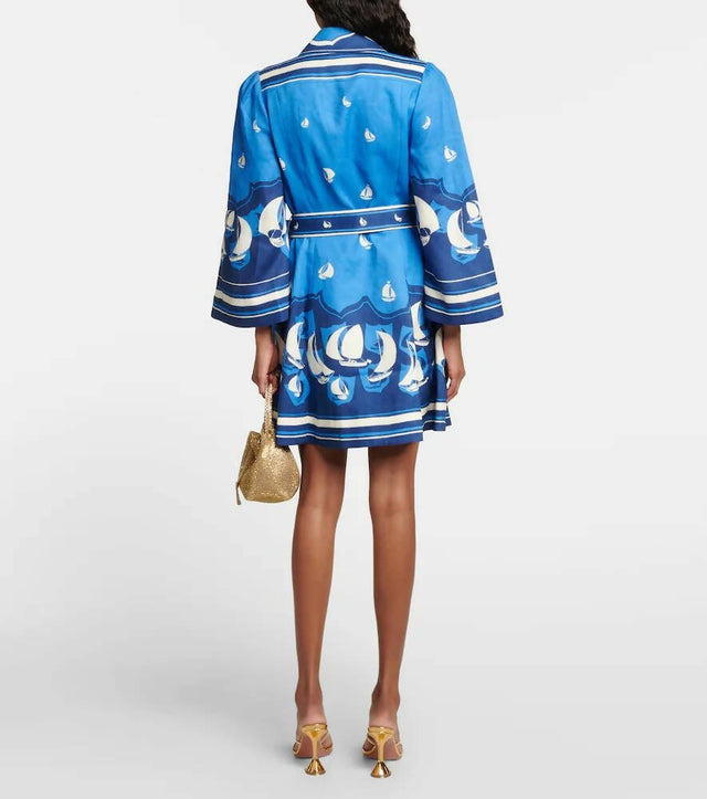 Zimmermann - Zimmermann High Tide Mini Shirt Dress in Blue Sailboats