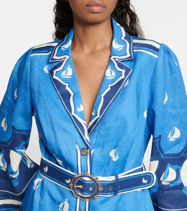 Zimmermann - Zimmermann High Tide Mini Shirt Dress in Blue Sailboats