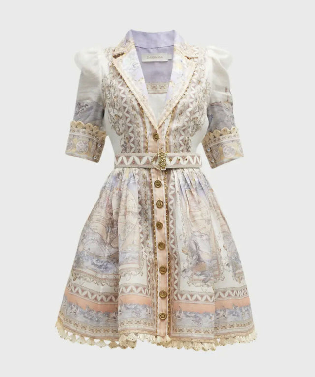 Zimmermann High Tide Mini Shirt Dress In Odyssey Print - 12 / Multi - Dresses