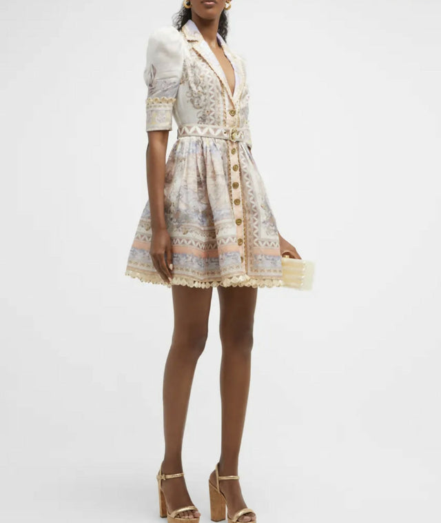 Zimmermann High Tide Mini Shirt Dress In Odyssey Print - 12 / Multi - Dresses