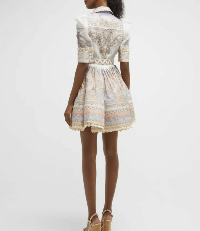 Zimmermann High Tide Mini Shirt Dress In Odyssey Print - 12 / Multi - Dresses