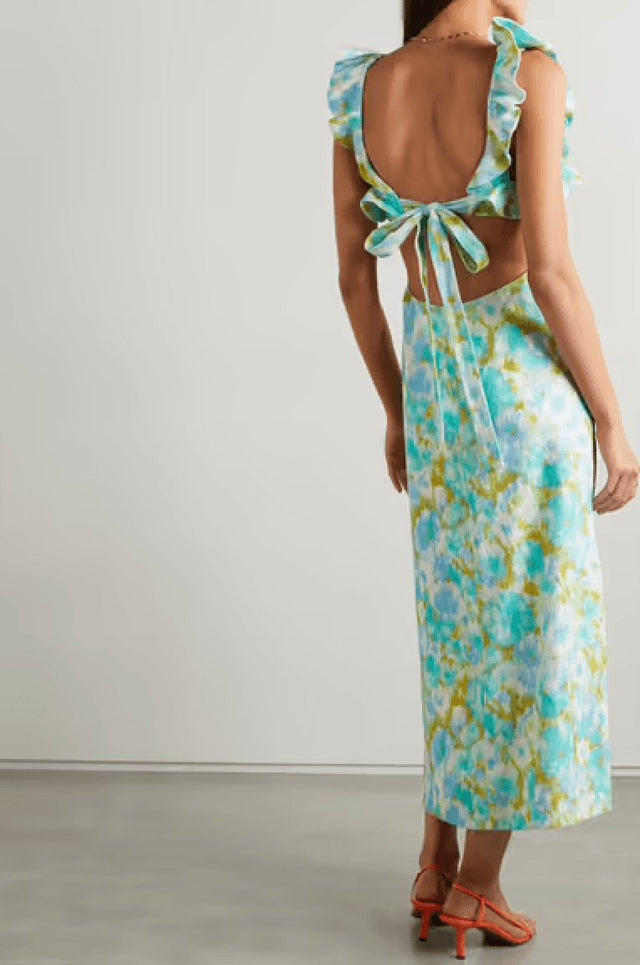 Zimmermann - Zimmermann High Tide Open-back Ruffled Floral-print Linen Midi Dress