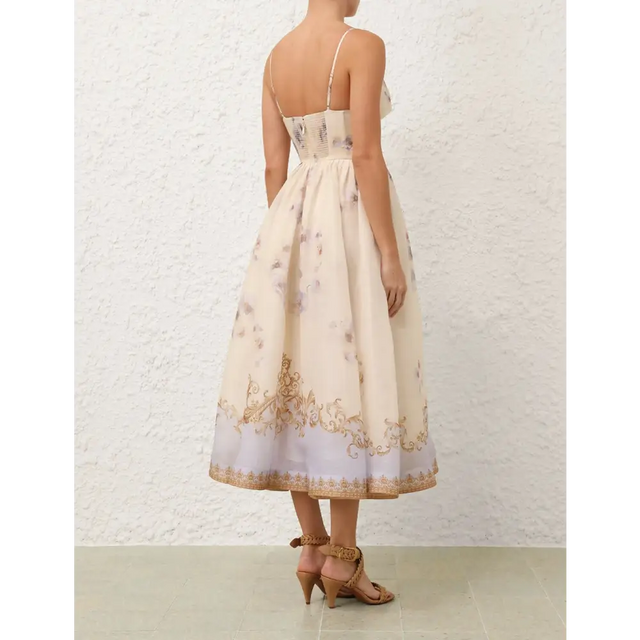 Zimmermann Hypnotic V Neck Midi Dress in Blue Floral - Dresses