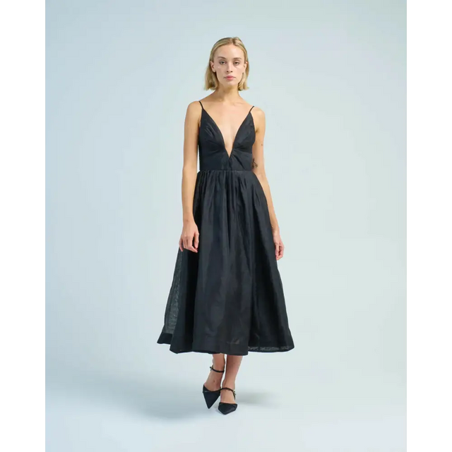 Zimmermann Illustration V Neck Midi Dress in Black - Dresses
