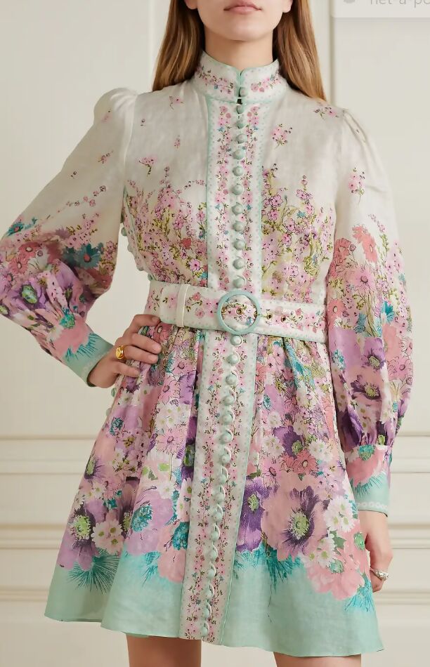 Zimmermann Jude Belted Floral Print Linen - 14 / Floral - Dresses