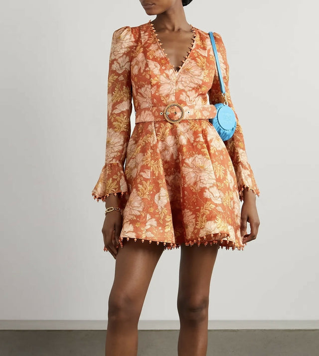 Zimmermann Kaleidoscope Belted Floral Mini Size 10 - 10 / Floral - Dresses