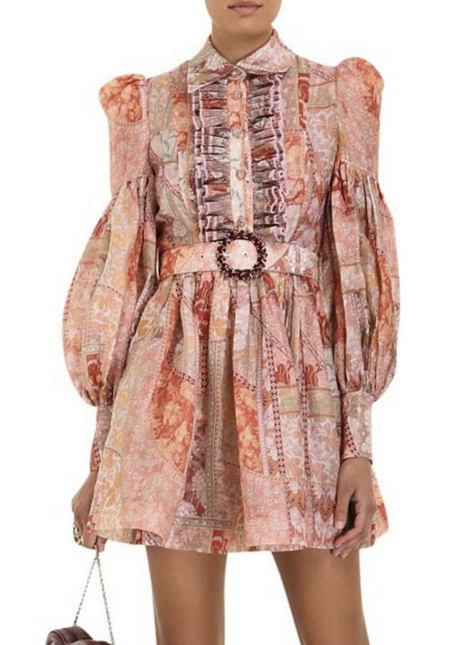 Zimmermann Kaleidoscope Tuxedo Frill Mini Dress - Dresses