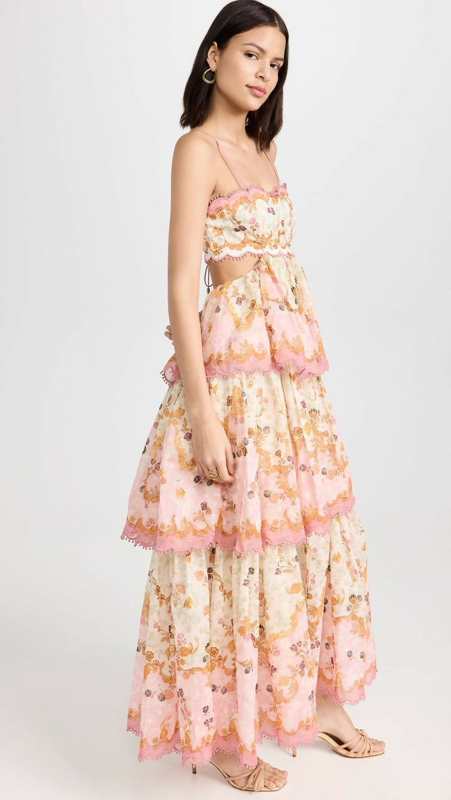 Zimmermann Laurel Frill Midi Dress - 6 / Multi - Dresses