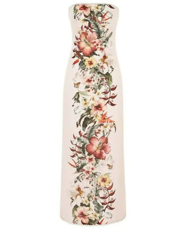 Zimmermann Lexi Column Dress Ivory Palm Size - 8 / Multi - Dresses
