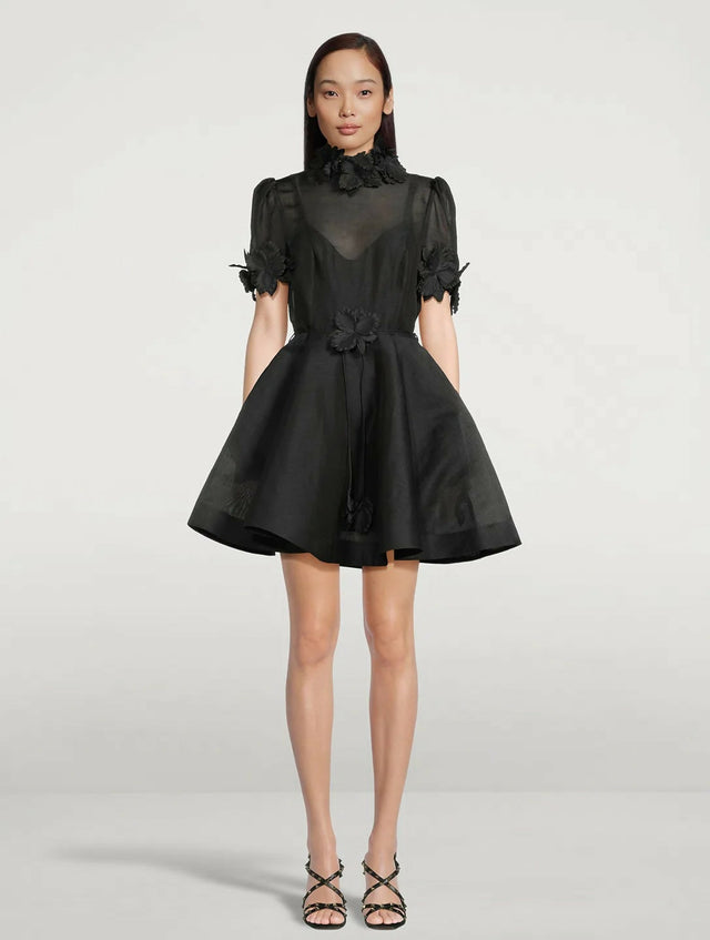 Zimmermann Lift-off Flower Mini in Black Size - 6 / Black - Dresses