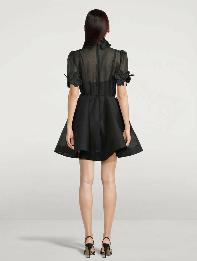 Zimmermann Lift-off Flower Mini in Black Size - 6 / Black - Dresses