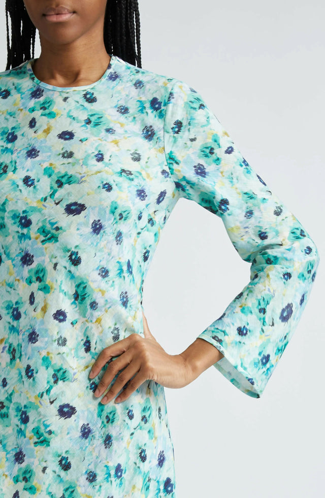 Zimmermann Lightburst Bias Long Dress in Aqua Floral - Dresses