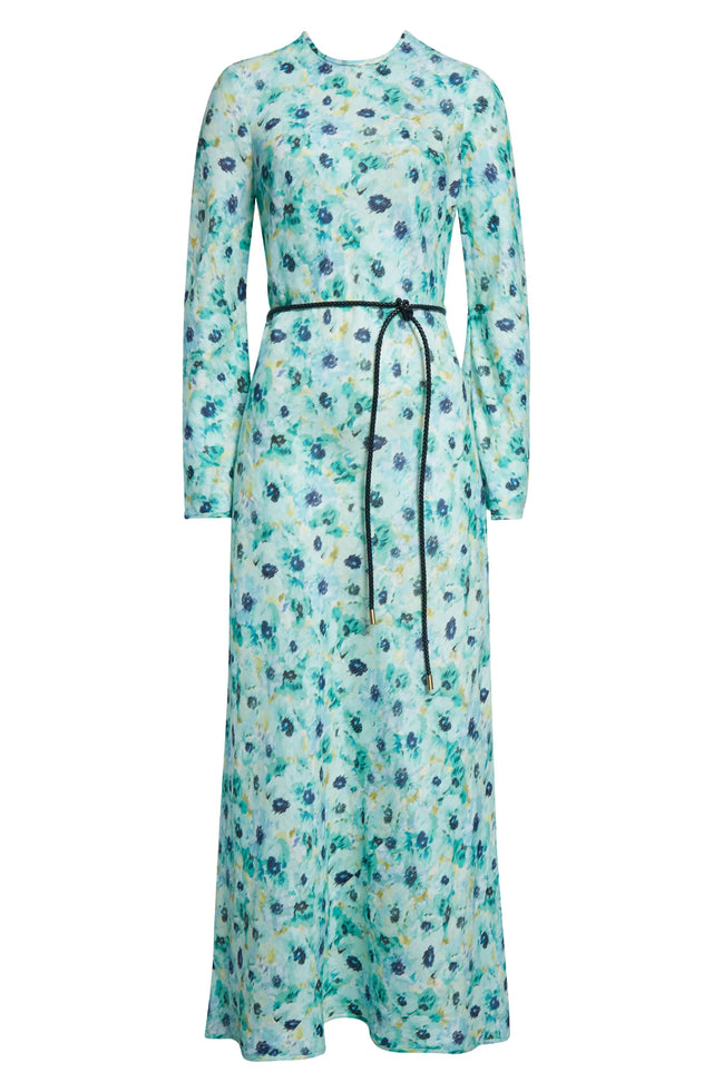 Zimmermann Lightburst Bias Long Dress in Aqua Floral - Dresses