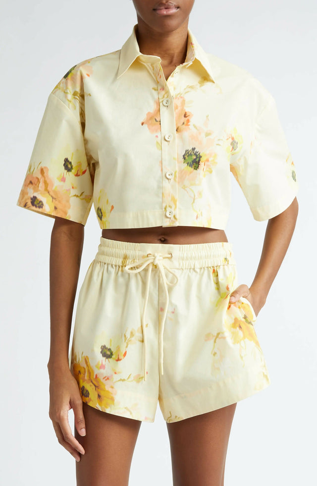 Zimmermann Lightburst Relaxed Crop Shirt And Shorts - 8 / Yellow - Outfit Sets