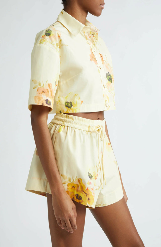 Zimmermann Lightburst Relaxed Crop Shirt And Shorts - 8 / Yellow - Outfit Sets