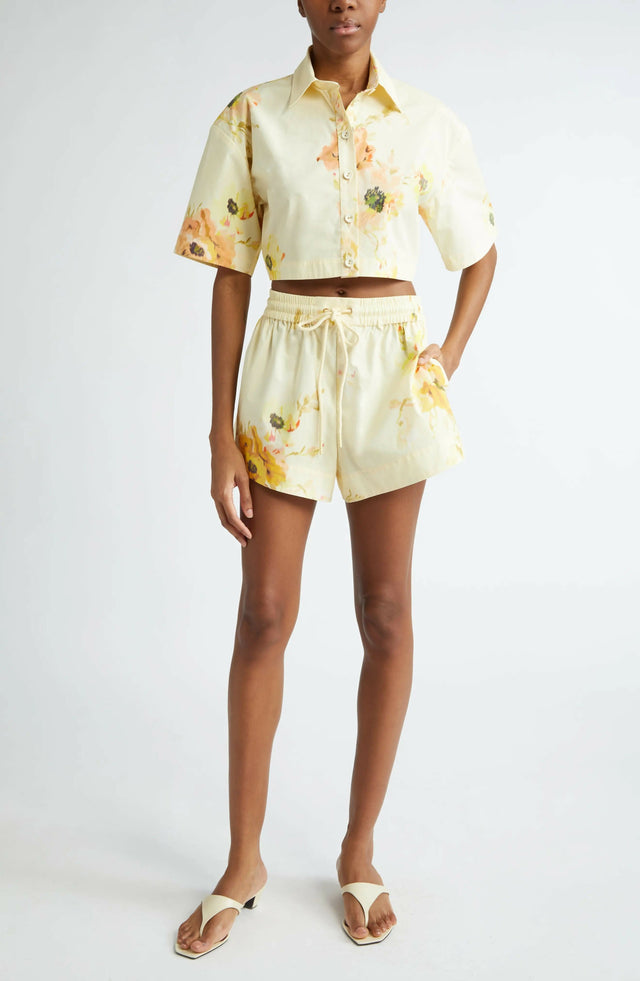Zimmermann Lightburst Relaxed Crop Shirt And Shorts - 8 / Yellow - Outfit Sets