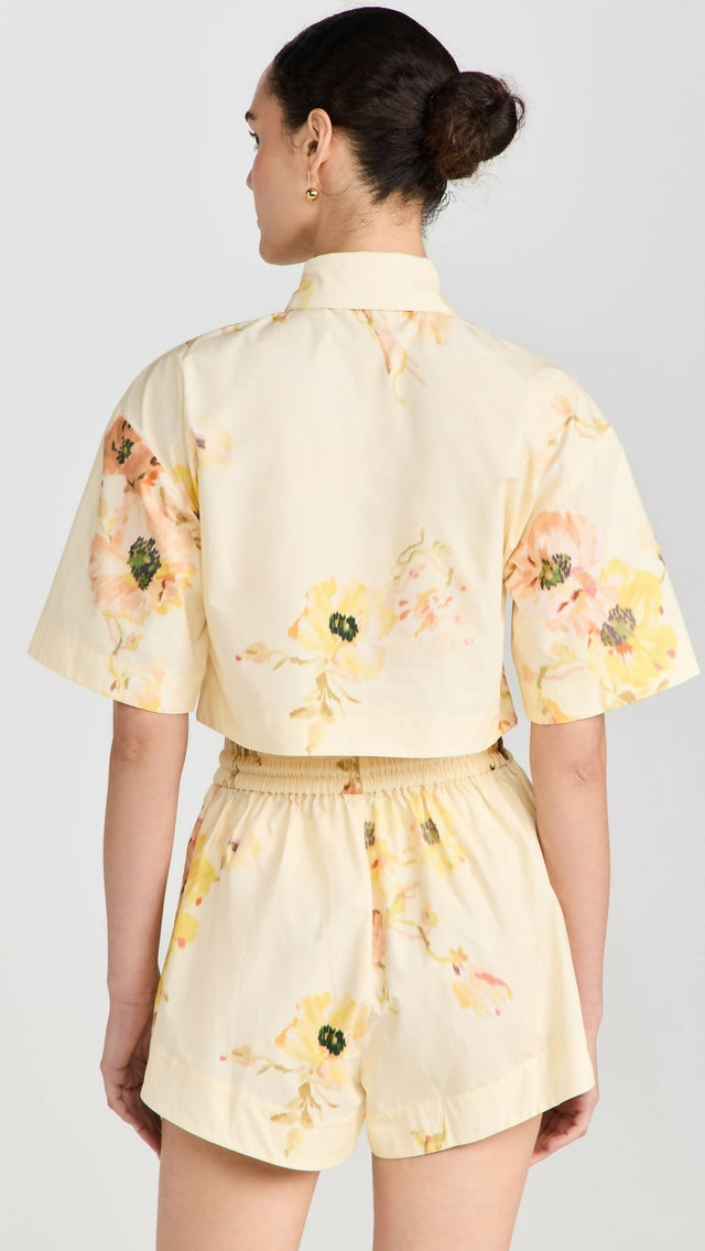 Zimmermann Lightburst Relaxed Crop Shirt Size 3 & Shorts Yellow Print Size 2 - 8 / Yellow - Outfit Sets