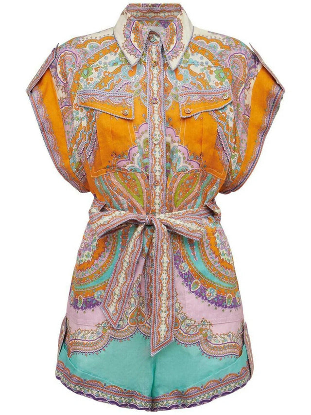 Zimmermann Lola Cuffed Playsuit - Size 2 - Playsuits